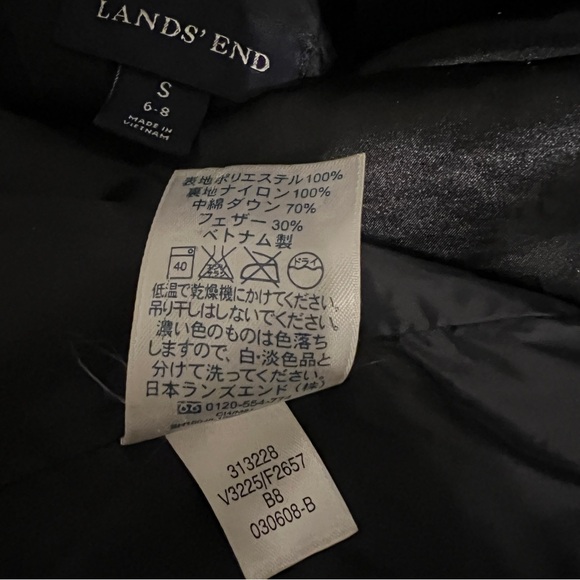 Lands' End Women's Size S Black Goose Down Jacket Coat Puffer Long Winter. - Picture 9 of 9